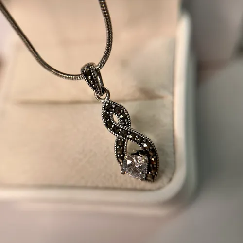 Pandantiv infinit din argint cu marcasite si zirconia 17-1-i62357A