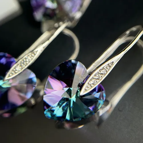 Set argint: cercei si pandantiv inima cristal Swarovski Elements si zirconia 15-1-i59470