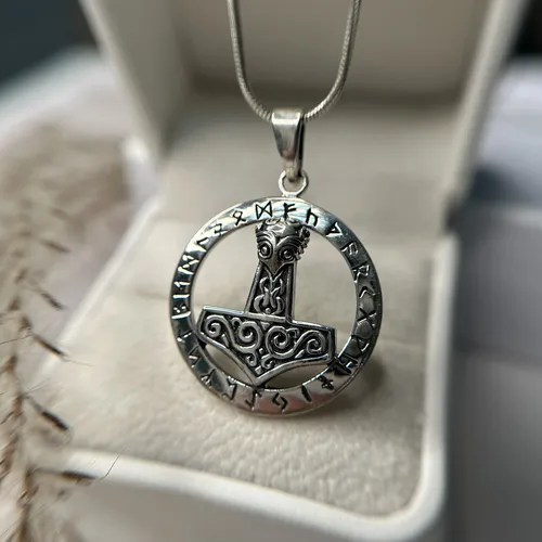 Bijuterie Mjolnir Thor hammer cu cap de animal Talisman Viking  17-1-i64226
