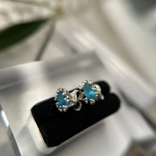 Cercei mici din argint cu zirconia bleu 11-1-i4949