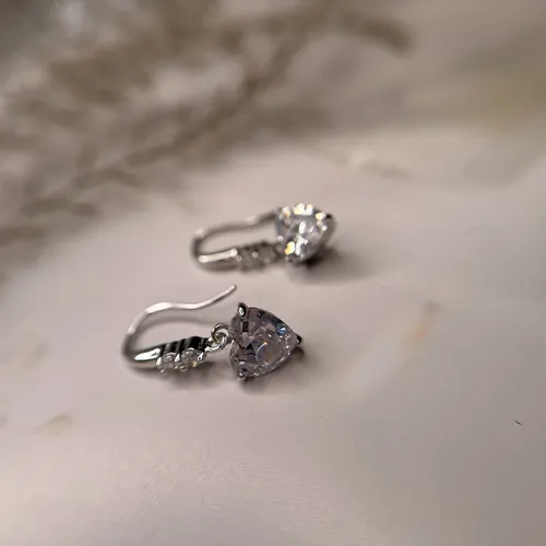 Cercei din argint cu inimioara din cubic zirconia 11-1-i37363