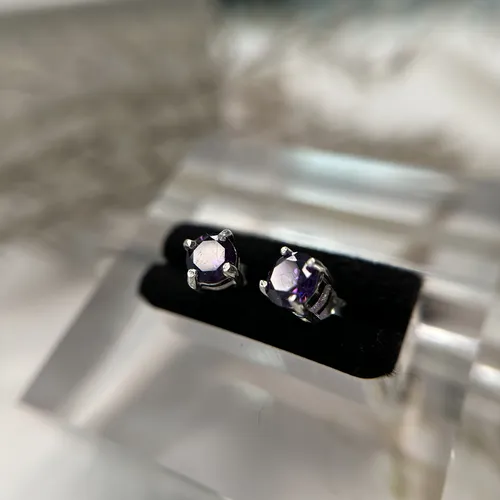 Cercei mici din argint cu zirconia mov 11-1-i37254