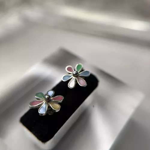Cercei floricica din argint cu sidef colorat 11-1-i2531