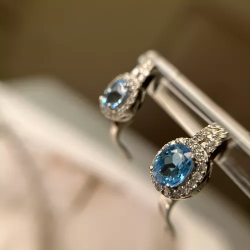 Cercei din argint si piatra semipretioasa topaz bleu 11-1-i43151T