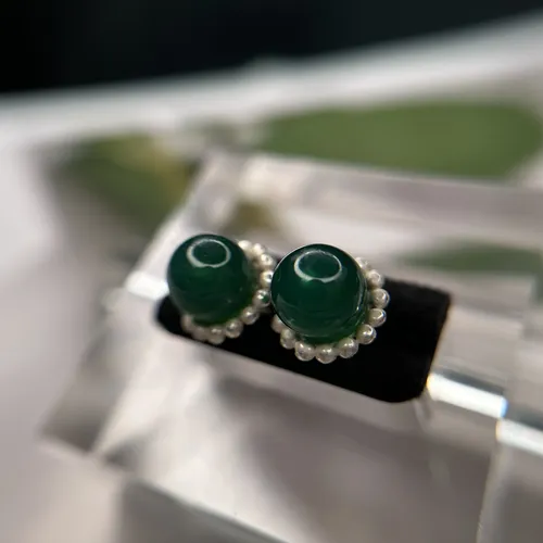 Cercei cu onix verde din argint 11-1-i61593