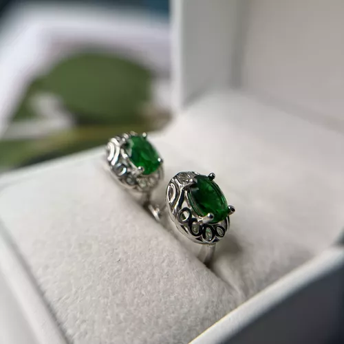 Cercei cu piatra verde din argint 11-1-i51150