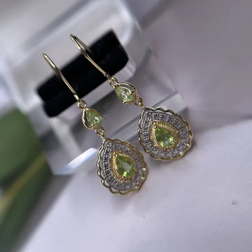 Cercei din argint placat cu aur si peridot 11-1-i39411