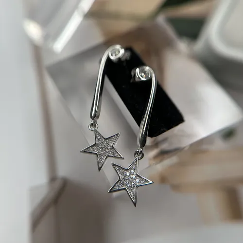 Cercei din argint model stea si cubic zirconia 11-1-i5579