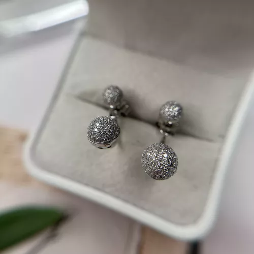 Cercei dubli din argint bilute si cubic zirconia 11-1-i53183