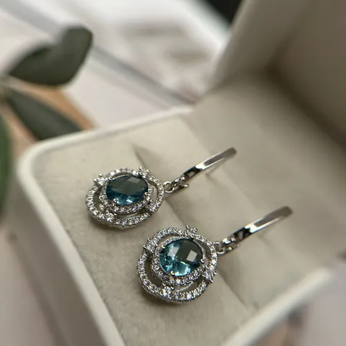 Cercei din argint si cubic zirconia de culoare acvamarin 11-1-i5191AQ