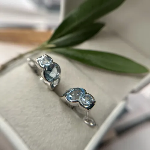 Cercei din argint cu topaz bleu 11-1-i39427