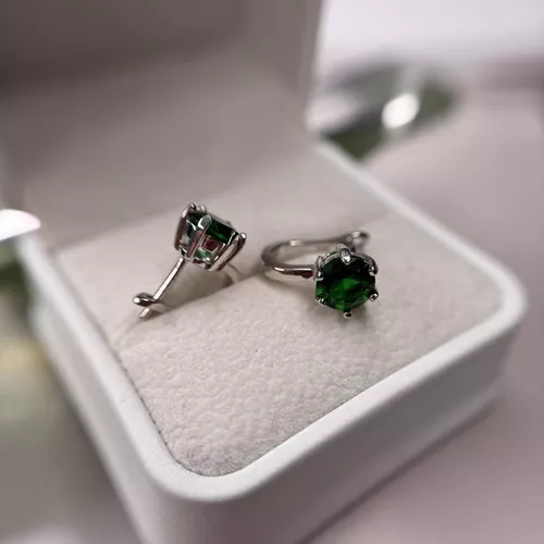 Cercei din argint si cubic zirconia verde 11-1-i53146V