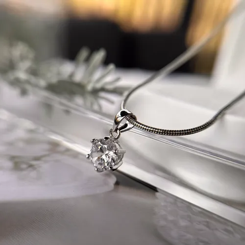 Pandantiv din argint si cubic zirconia transparent 17-1-i53147A