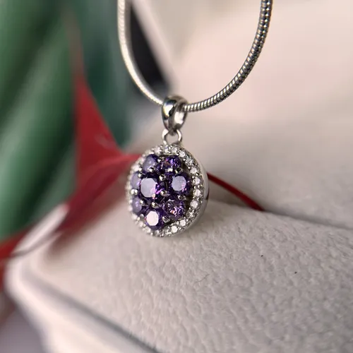 Pandantiv din argint si cubic zirconia mov 17-1-i37309M