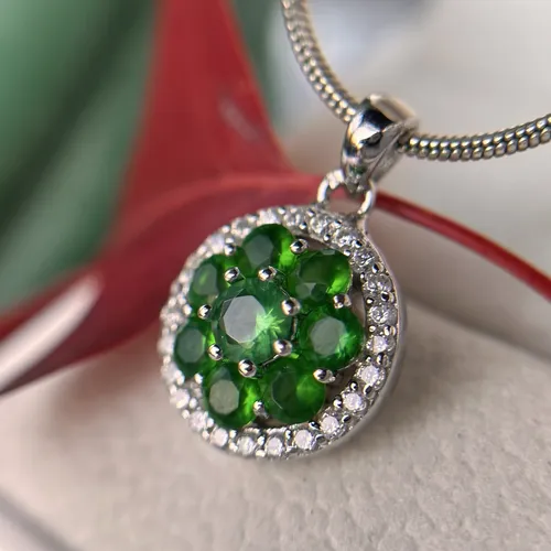Pandantiv din argint si cubic zirconia verde 17-1-i37309V
