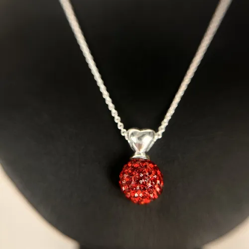 Colier din argint cu cristal rosu 14-1-i22300