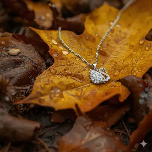 Colier din argint cu pandantiv lebada si cubic zirconia 14-1-i5571