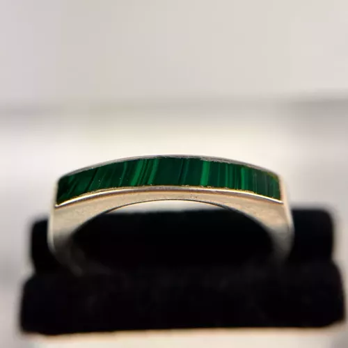 Inel cu malachit verde din argint 12-1-i62430V
