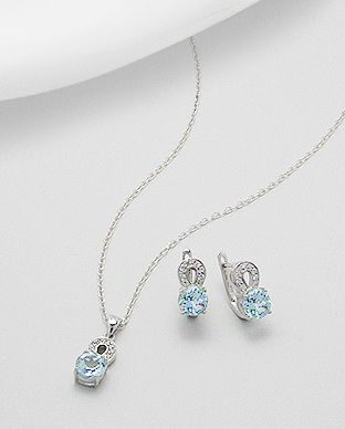 Set din argint cu piatra semipretioasa topaz bleu 15-1-i43158