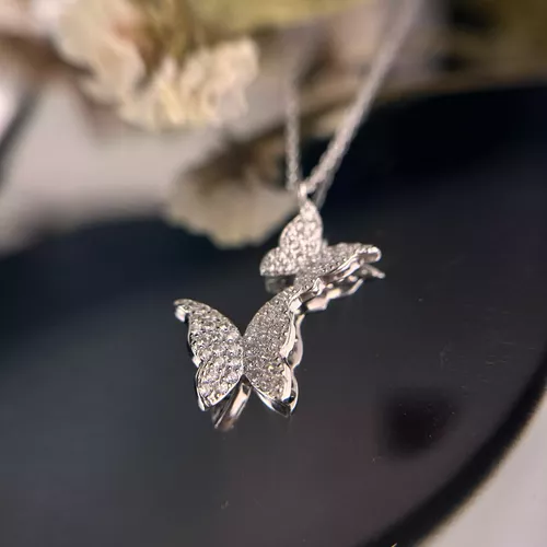 Colier cu doi fluturasi din argint si cubic zirconia 14-1-i55195