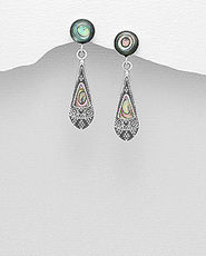 Cercei din argint cu sidef abalone verde 11-1-i3385