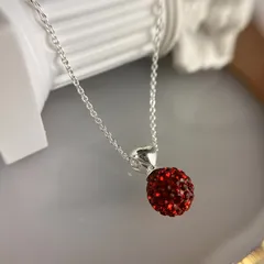 Colier din argint cu cristal rosu 14-1-i22300